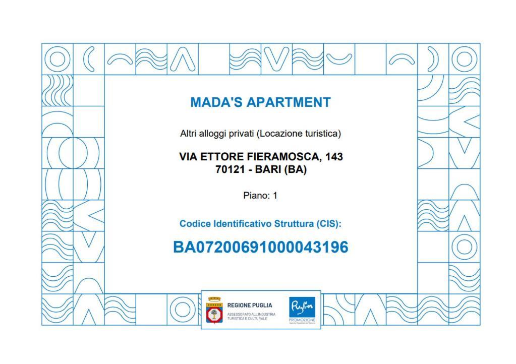 Mada'S Apartment Deluxe Bari Zewnętrze zdjęcie
